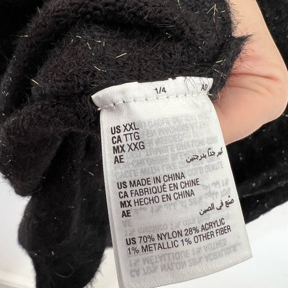 INC International Concepts Eyelash Pullover Black & Gold Sweater - Picture 7 of 8